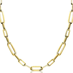 ZINZI zilveren ketting 45cm in 14K geel verguld met ovale closed for ever schakels 6mm breed ZIC1990G