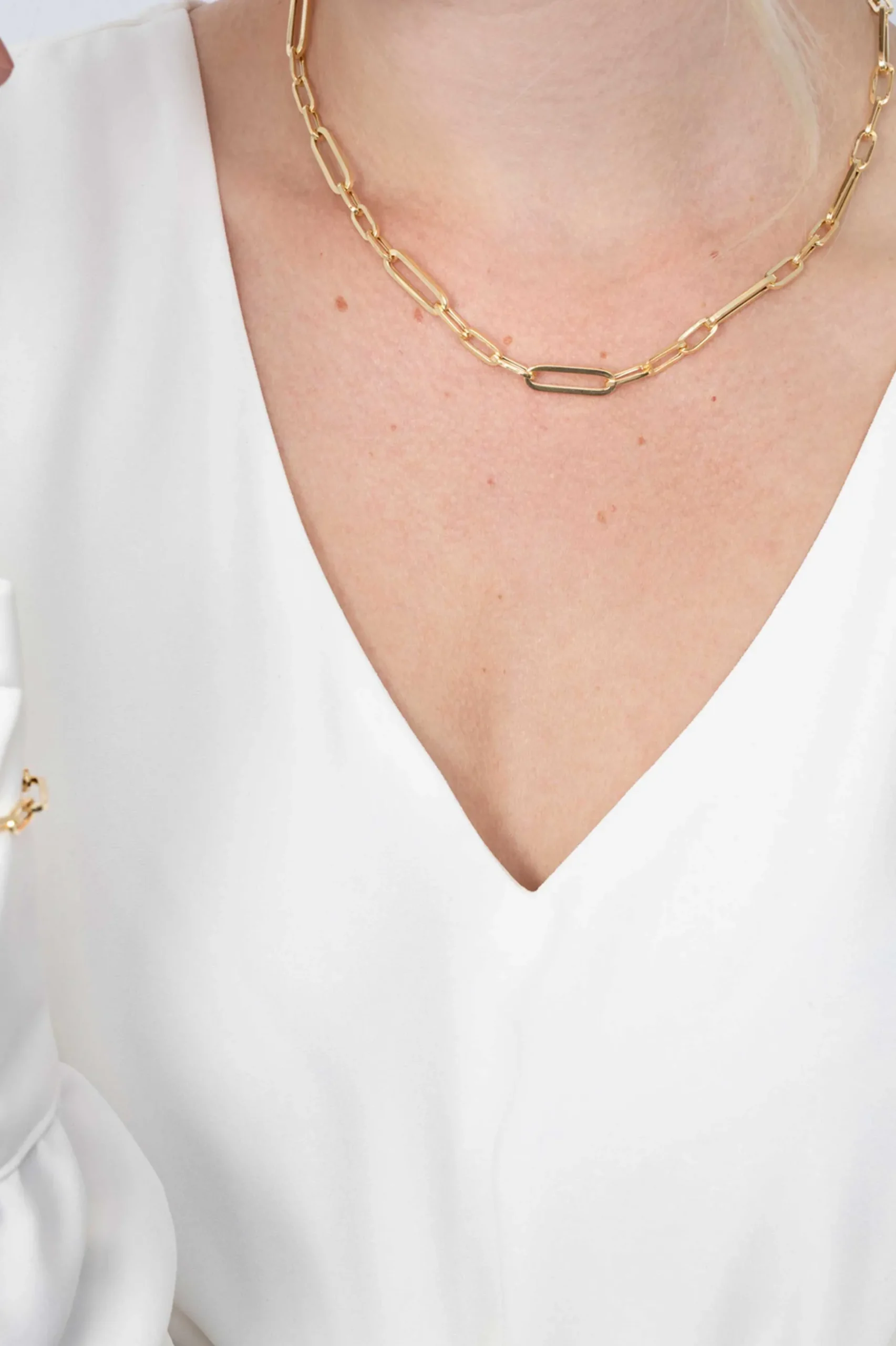 ZINZI zilveren ketting 45cm in 14K geel verguld met ovale closed for ever schakels 6mm breed ZIC1990G