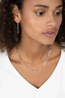 ZINZI zilveren ketting 45cm met ovale closed for ever schakels 6mm breed ZIC1990