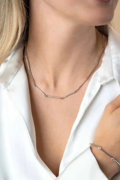ZINZI zilveren ketting 41-45cm met lange glimmende staafjes 21mm ZIC2539