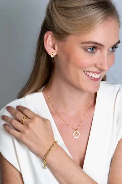 ZINZI zilveren ketting 45cm in 14K geelverguld met ronde hanger 22mm ZIC2266Y