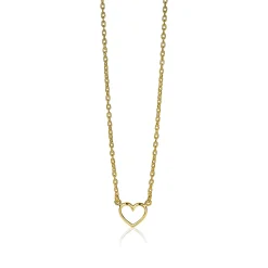 ZINZI zilveren ketting geel verguld open hartje 40-43cm ZIC1420G