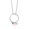 ZINZI zilveren ketting hartje rond ster roze 45cm ZIC1878