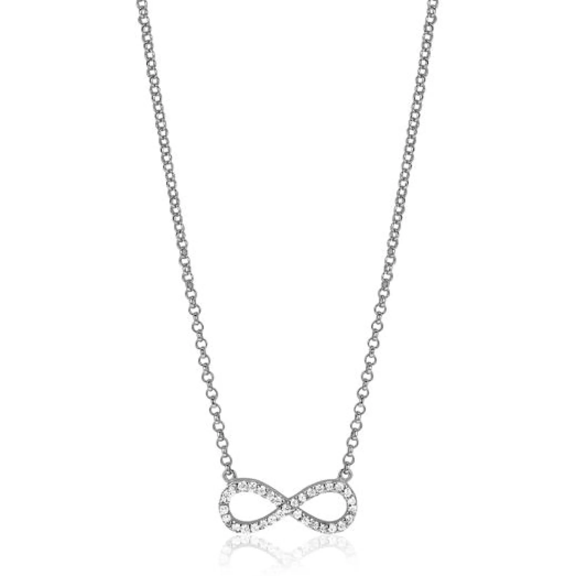 Zinzi zilveren ketting Infinity wit 42-45cm ZIC1065
