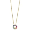 ZINZI zilveren ketting 14K geel verguld 12mm ronde hanger regenboog ZIC2172