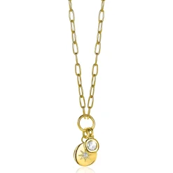 ZINZI zilveren ketting 14K geel verguld 45cm rond ster ZIC1994G