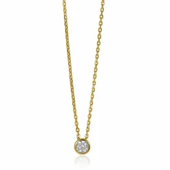 ZINZI zilveren ketting 14K geel verguld met hanger rond 40-43cm ZIC1393Y