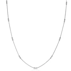 ZINZI zilveren ketting met fijne jasseron schakel en dertien trio-bolletjes gelijkmatig verdeeld over de ketting 42-45cm ZIC2465