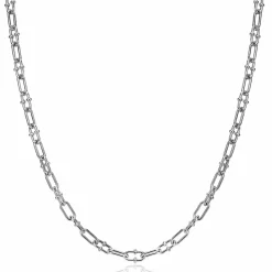 ZINZI zilveren ketting met paperclip schakels 4mm, gedecoreerd met speelse bolletjes 42-45cm ZIC2586