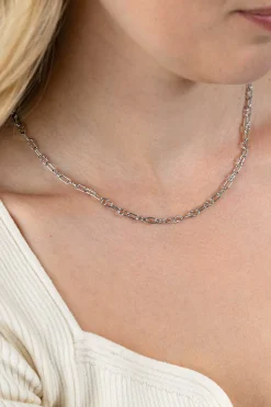 ZINZI zilveren ketting met paperclip schakels 4mm, gedecoreerd met speelse bolletjes 42-45cm ZIC2586
