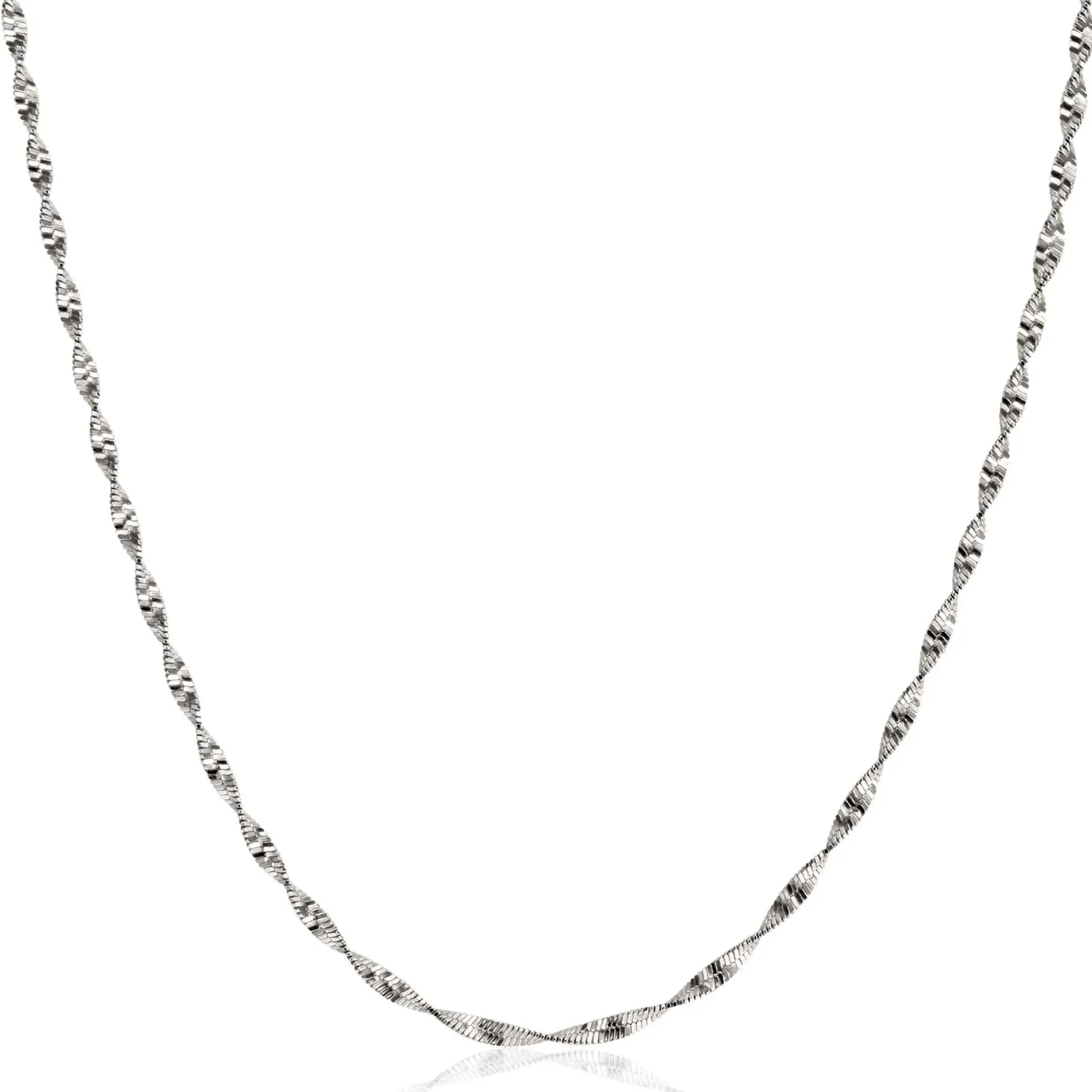 ZINZI zilveren ketting met glinsterende gedraaide schakels 1,9mm breed 43-45cm ZIC2585