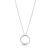 ZINZI zilveren ketting met grote open ronde hanger 25mm bezet met witte zirkonia's 45-50 cm ZIC2645