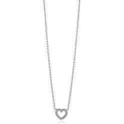 ZINZI zilveren ketting met open hartje (9,5mm) voorzien van een bolstructuur 42-45cm ZIC2703