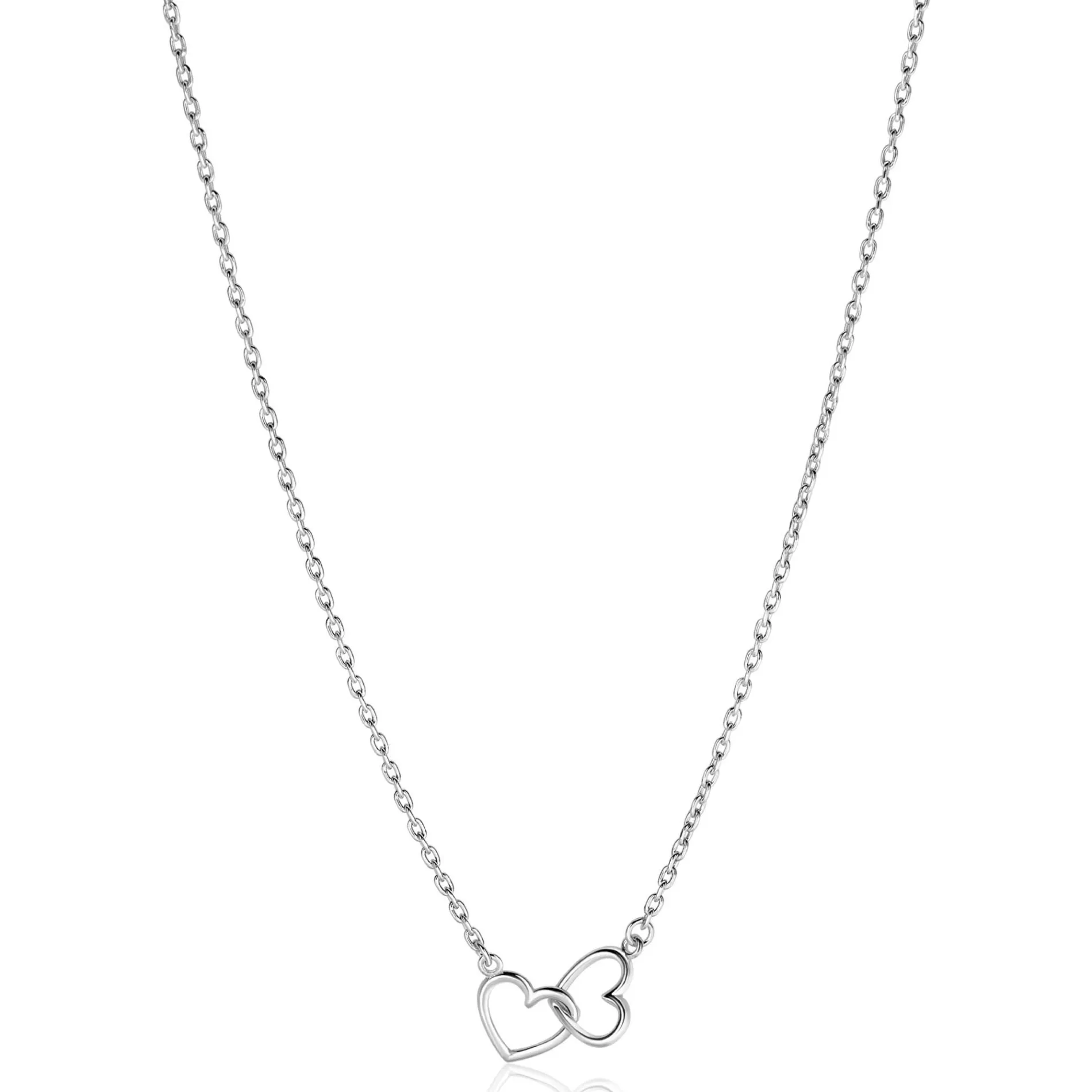 ZINZI zilveren ketting met 2 verbonden hartjes 40-45cm ZIC2513