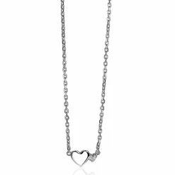 ZINZI zilveren ketting met hartjes zirconia's/zilver 42-45cm ZIC2137