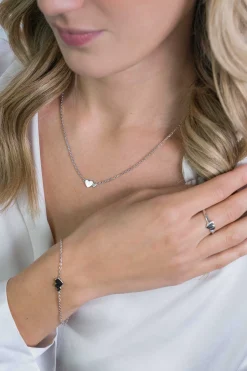 ZINZI zilveren ketting met hartjes zirconia's/zilver 42-45cm ZIC2137