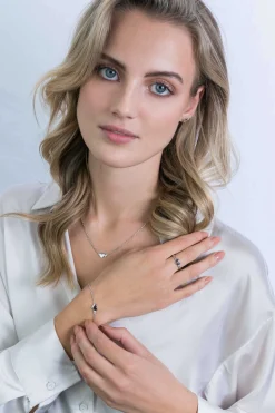 ZINZI zilveren ketting met hartjes zirconia's/zilver 42-45cm ZIC2137