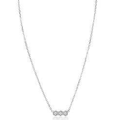 ZINZI zilveren ketting met drie zeshoek-zettingen bezet met witte zirconia's 42-45cm ZIC2543