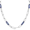 ZINZI zilveren ketting met paperclip-schakels en trendy schakels in lapis blauw 45cm ZIC2549