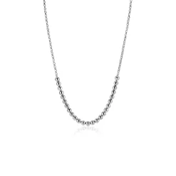 ZINZI zilveren ketting met bolletjes schakels in het midden 4mm breed 42-45cm ZIC2659