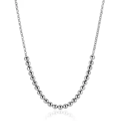 ZINZI zilveren ketting met bolletjes schakels in het midden 4mm breed 42-45cm ZIC2659