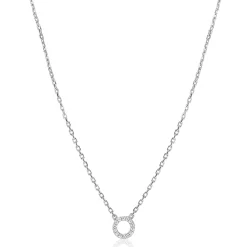 ZINZI zilveren ketting met open rondje (7,5mm) bezet met witte zirconia's 40-45cm ZIC2550
