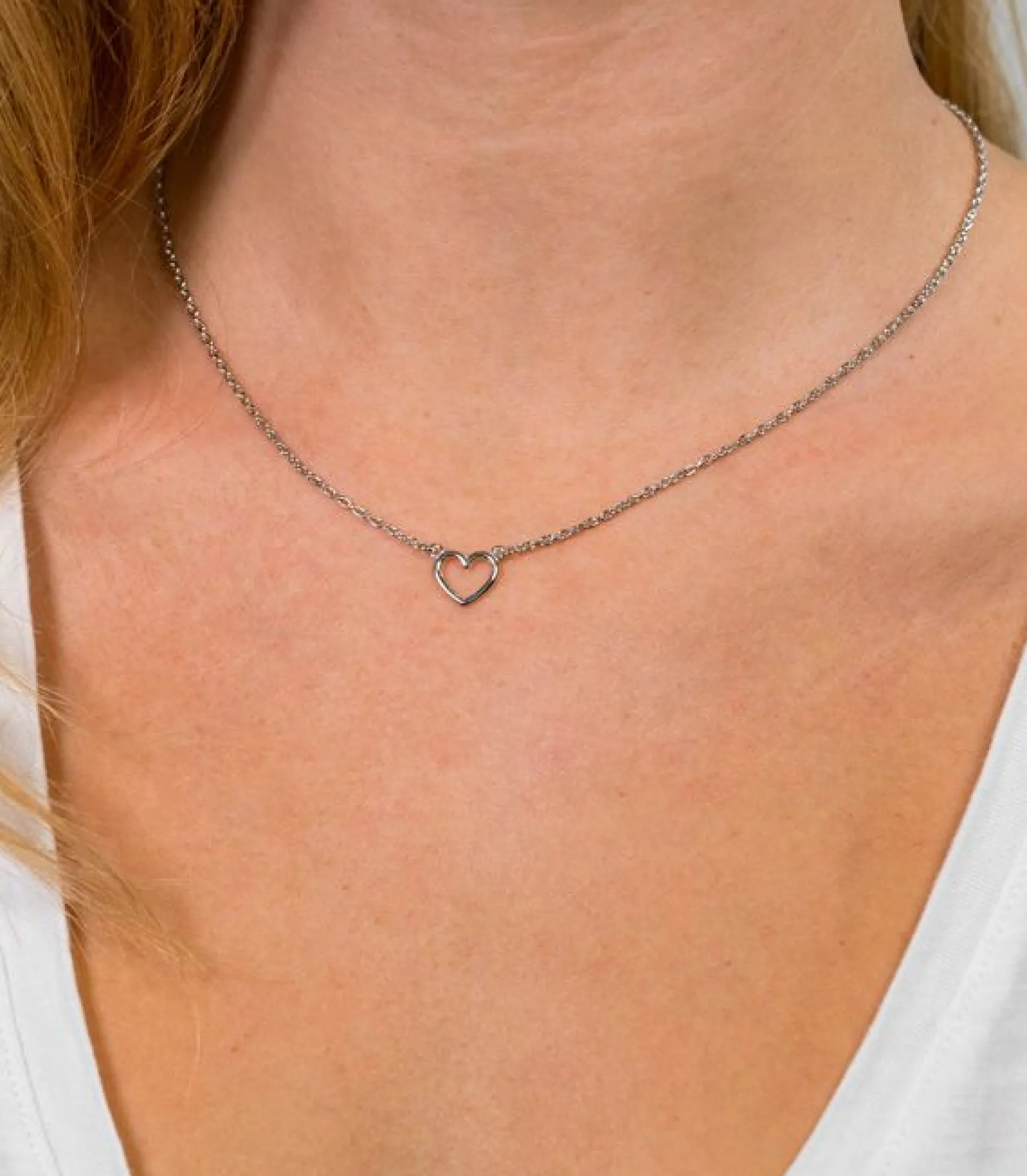 ZINZI zilveren ketting open hartje 40-43cm ZIC1420