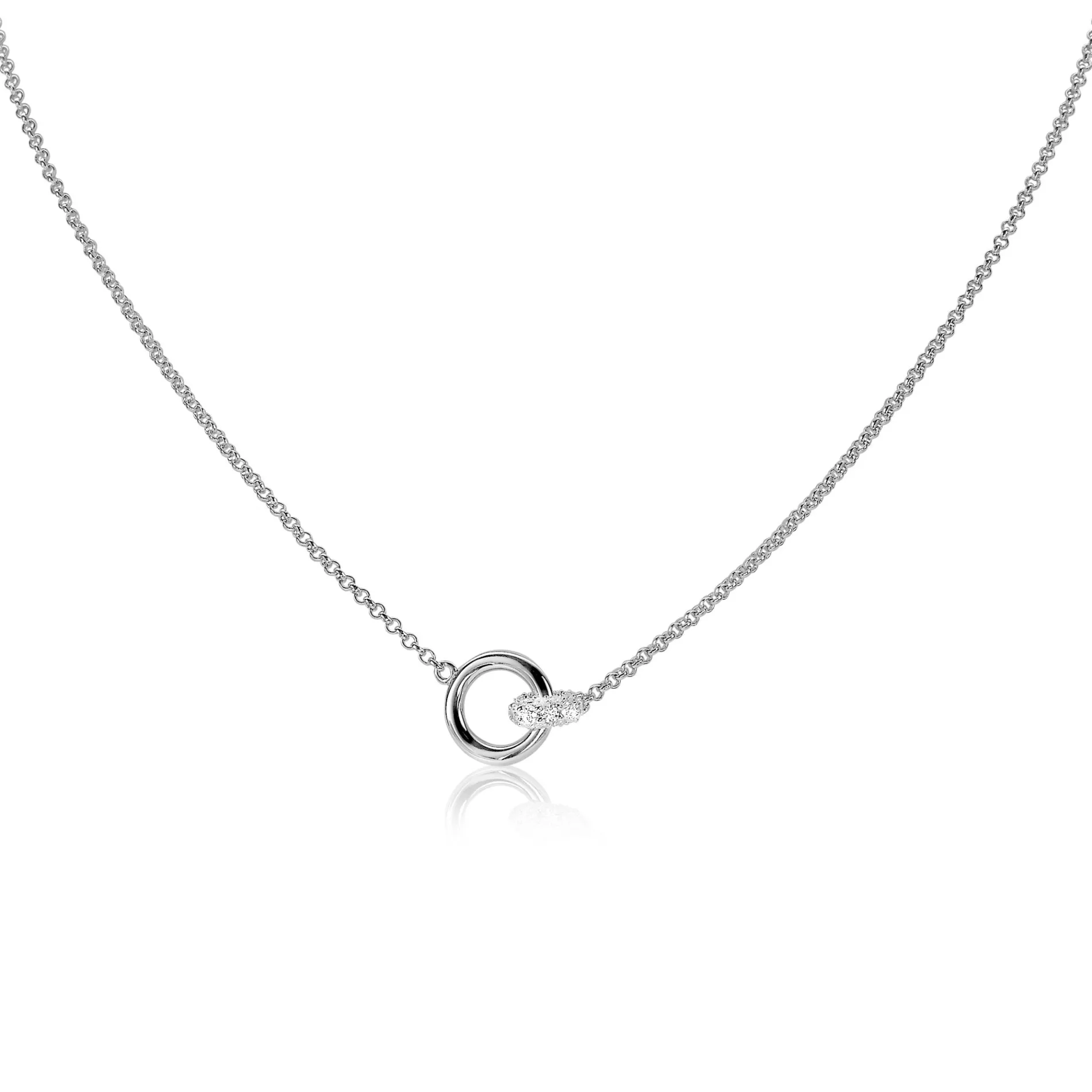 ZINZI zilveren ketting rond wit 45cm ZIC1830