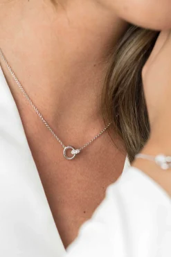 ZINZI zilveren ketting rond wit 45cm ZIC1830
