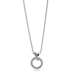 ZINZI zilveren ketting rond kruislings wit 45cm ZIC1816