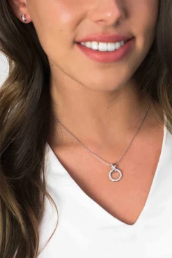 ZINZI zilveren ketting rond kruislings wit 45cm ZIC1816