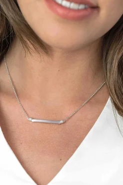 ZINZI zilveren ketting staafje wit 42cm ZIC1817