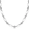 ZINZI zilveren koffieboon schakel ketting 45cm, gecombineerd met lange ovale schakels 7mm breed ZIC2484