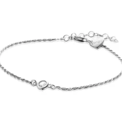 ZINZI zilveren koord armband bezet met een ronde witte zirconia 17-20cm ZIA2461