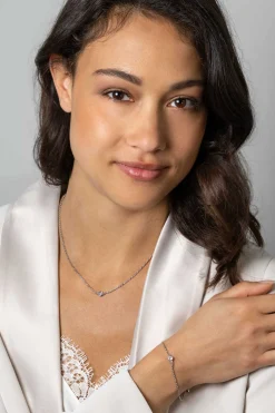 ZINZI zilveren koord armband bezet met een ronde witte zirconia 17-20cm ZIA2461