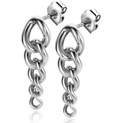 ZINZI zilveren lange oorsieraden 33mm met vijf trendy aflopende gourmet schakels ZIO2309