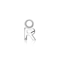 ZINZI zilveren letter oorbedel R per stuk geprijsd ZICH2144R. (zonder oorringen).
