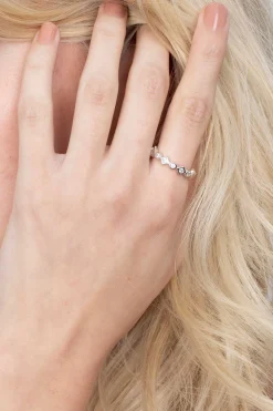 ZINZI zilveren luxe aanschuifring rond vierkant wit ZIR2055
