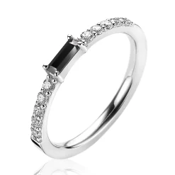 ZINZI zilveren luxe aanschuifring baguette geslepen zwarte zirconia ZIR2133Z