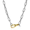 ZINZI zilveren luxe collier met brede paperclip schakel bicolor 43cm ZIC2106