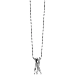 ZINZI zilveren luxe cross-over hanger 18mm bolletjes glad witte zirconia's ZIH2141 (zonder collier)