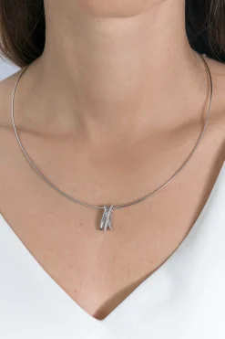 ZINZI zilveren luxe cross-over hanger 18mm bolletjes glad witte zirconia's ZIH2141 (zonder collier)