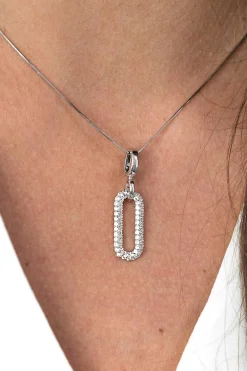 ZINZI zilveren luxe hanger ovaal wit 32mm ZIH1894 (zonder collier)