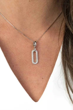 ZINZI zilveren luxe hanger ovaal wit 32mm ZIH1894 (zonder collier)
