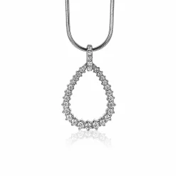 ZINZI zilveren luxe hanger 23 mm open druppelvorm witte zirconia's ZIH2123 (zonder collier)