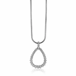 ZINZI zilveren luxe hanger 23 mm open druppelvorm witte zirconia's ZIH2123 (zonder collier)