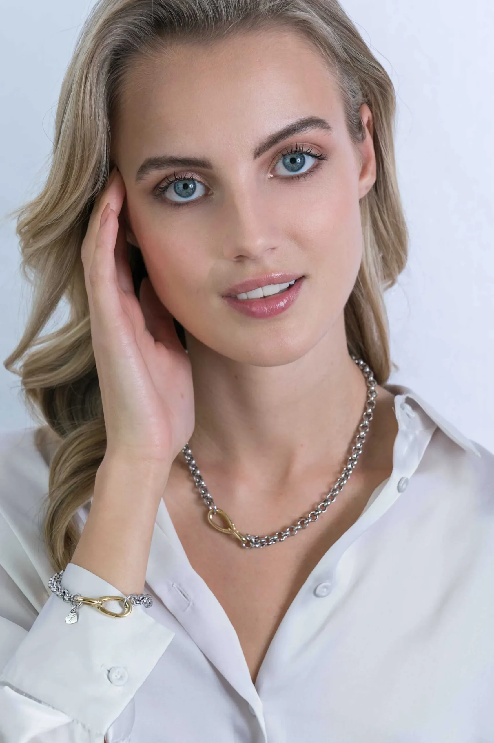 ZINZI zilveren luxe jasseron collier 43 cm bicolor ZIC2105