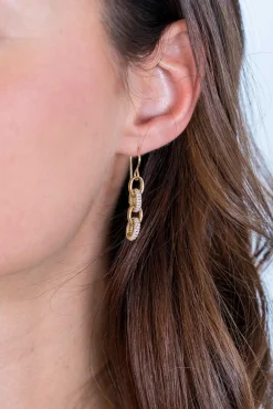 ZINZI zilveren luxe oorhangers 14K geel verguld 35mm ovale schakels witte zirconia ZIO2203Y