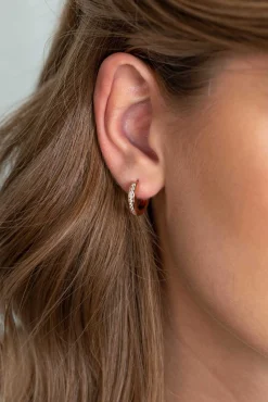 ZINZI zilveren luxe oorringen 14K rosé verguld 17 x 3mm wit ZIO186D