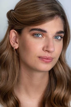 ZINZI zilveren luxe oorringen 14K rosé verguld 17 x 3mm wit ZIO186D